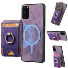 For Samsung Galaxy Note20 Retro Splitable Magnetic Stand Card Bag Leather Phone Case(Purple)