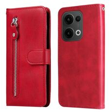 Per OPPO Reno13 Global Fashion Calf Texture Custodia per telefono in pelle con cerniera (rosso)