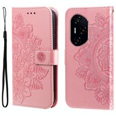 Custodia in pelle con stampa a fiori a sette petali per Honor 300 Ultra (oro rosa)