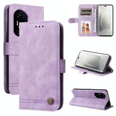 Custodia in pelle con bottoni in metallo per Honor 300 Pro Skin Feel Life Tree (viola)