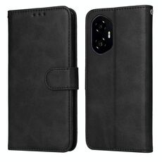 Custodia a libro in pelle con texture di vitello per Honor 300 Classic (nero)