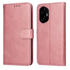 Custodia per telefono in pelle con texture di vitello classica per Honor 300 (oro rosa)