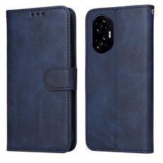Custodia per telefono in pelle con texture di vitello classica per Honor 300 (blu)