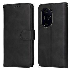 Custodia per telefono in pelle con texture di vitello classica per Honor 300 Pro (nero)