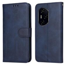 Custodia per telefono in pelle con texture di vitello classica per Honor 300 Pro (blu)