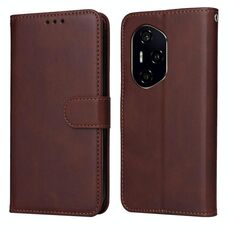Custodia per telefono in pelle di vitello con texture flip per Honor 300 Ultra Classic (marrone)