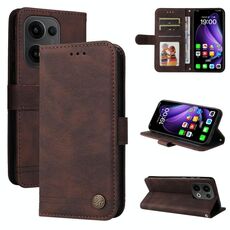 Per OPPO Reno13 Global Skin Feel Life Tree Custodia in pelle con bottoni in metallo (marrone)