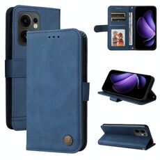 Per OPPO Reno13 F 4G / 5G Custodia in pelle con bottoni in metallo Life Tree Skin Feel (blu)