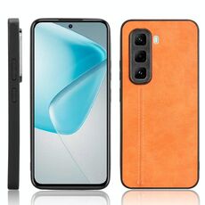 Per Infinix Hot 50 Pro 4G Custodia per telefono con motivo a mucca e cuciture (arancione)