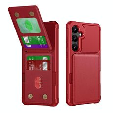 Per Samsung Galaxy S24+ 5G Custodia per telefono in pelle con supporto verticale a ribalta (rosso)