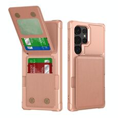 Per Samsung Galaxy S25 Ultra 5G Custodia per telefono in pelle con supporto verticale a ribalta (oro rosa)