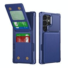 Per Samsung Galaxy S25 Ultra 5G Custodia per telefono in pelle con supporto verticale a ribalta (blu scuro)