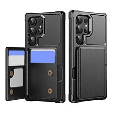 Per Samsung Galaxy S24 Ultra 5G Custodia per telefono in pelle con supporto per carte di credito orizzontale a ribalta (nero)