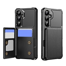 Per Samsung Galaxy S24+ 5G Custodia per telefono in pelle con supporto per carte di credito orizzontale a ribalta (nero)