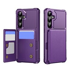 Per Samsung Galaxy S24+ 5G Custodia per telefono in pelle con supporto per carte di credito orizzontale a ribalta (viola)