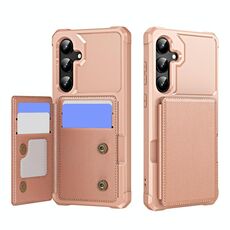 Per Samsung Galaxy S24+ 5G Custodia per telefono in pelle con supporto per carte di credito orizzontale a ribalta (oro rosa)