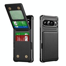 Per Google Pixel 9 / 9 Pro Custodia per telefono in pelle con supporto verticale a ribalta (nero)