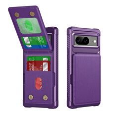 Per Google Pixel 8 Custodia per telefono in pelle con supporto verticale a ribalta (viola)