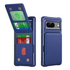 Per Google Pixel 8 Custodia per telefono in pelle con supporto verticale a ribalta (blu scuro)