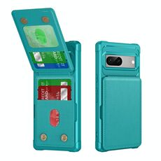 Per Google Pixel 7 Custodia per telefono in pelle con supporto verticale a ribalta (verde ciano)