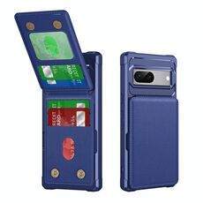 Per Google Pixel 7 Custodia per telefono in pelle con supporto verticale a ribalta (blu scuro)