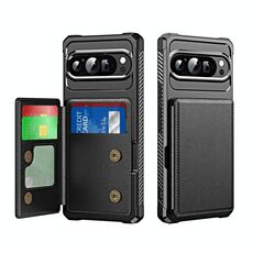 Per Google Pixel 9 / 9 Pro Custodia per telefono in pelle con supporto per carte di credito orizzontale a ribalta (nero)