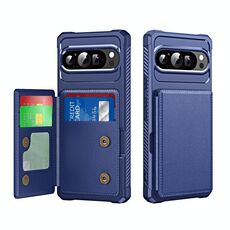 Per Google Pixel 9 / 9 Pro Custodia per telefono in pelle con supporto per carte di credito orizzontale a ribalta (blu scuro)