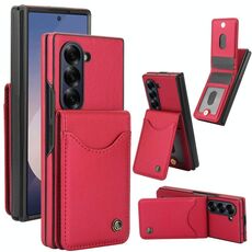 Per Samsung Galaxy Z Fold5 AwQuer AW006-R20 RFID Vertical Flip Card Bag Holder Custodia in pelle per telefono (rosso)