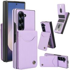 Per Samsung Galaxy Z Fold5 AwQuer AW006-R20 RFID Vertical Flip Card Bag Holder Custodia in pelle per telefono (viola chiaro)