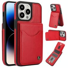 Per iPhone 14 Pro AwQuer Vertical Flip Card Bag Holder Custodia in pelle per telefono (rosso)