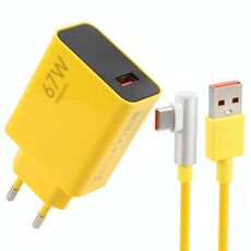 Caricabatterie rapido USB da 67 W con cavo USB a gomito di tipo C da 1 m, tipo di spina: spina UE (giallo)