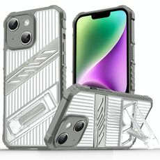 Per iPhone 14 Plating Holder PC Hybrid TPU Custodia per telefono (grigio siderale)