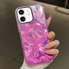 Per iPhone 12 Custodia per telefono MagSafe con texture Glacier Gradient Plating (rosa)