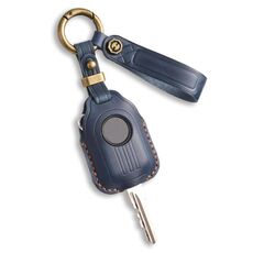 Per Peugeot Django Hallmo Custodia protettiva per chiave in pelle di mucca naturale (blu)