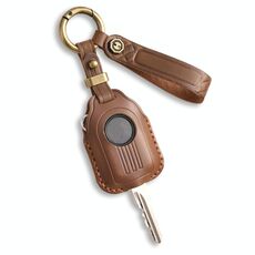 Per Peugeot Django Hallmo Custodia protettiva in pelle di mucca naturale per chiave (marrone)