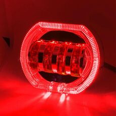 Motociclo Veicolo elettrico Modifica generale Faro a LED 4 perline Lampade a doppia lente, Stile: Apertura rossa + Occhio del diavolo rosso