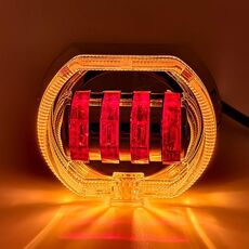 Motociclo Veicolo elettrico Modifica generale Faro a LED 4 perline Lampade a doppia lente, Stile: Apertura gialla + Occhio del diavolo rosso
