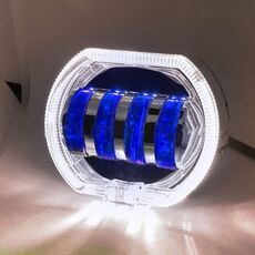 Motociclo Veicolo elettrico Modifica generale Faro a LED 4 perle Lampade a doppia lente, Stile: Apertura bianca + Occhio del diavolo blu