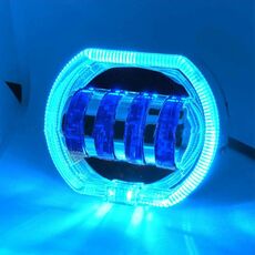 Motociclo Veicolo elettrico Modifica generale Faro a LED 4 perle Lampade a doppia lente, Stile: Apertura blu ghiaccio + Occhio del diavolo blu