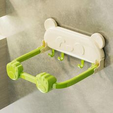 Supporto per lavabo a ventosa, da bagno, pieghevole, multifunzione, senza foratura, organizer da parete (verde crema)