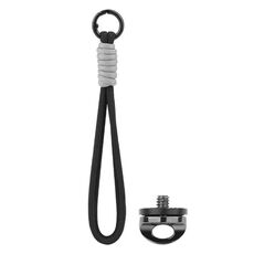 BRDRC Sports Camera Lanyard con vite da 1/4 di pollice, anti-perdita, cinturino da polso, accessori (corda nera, nodo grigio)