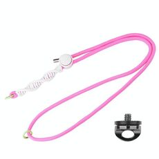 BRDRC Sport Camera Lanyard con 1/4 di pollice Vite Anti-perdita Lanyard Crossbody (Rosa Corda Nodo Bianco)