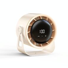 Ventilatore a circolazione ad alta velocità con 100 marce, display digitale da tavolo ricaricabile, ventilatore turbo da parete, stile: bianco