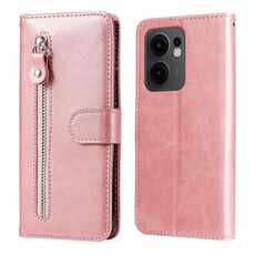 Per OPPO Reno13 F 4G / 5G Custodia per telefono in pelle con cerniera e texture di vitello alla moda (oro rosa)