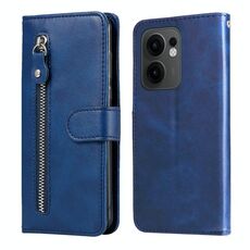 Per OPPO Reno13 F 4G / 5G Custodia per telefono in pelle con cerniera e texture di vitello alla moda (blu)