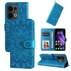 Per OPPO Reno13 Custodia per telefono in pelle con stampa girasole globale (blu)