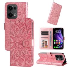Per OPPO Reno13 Global Custodia per telefono in pelle con stampa girasole (oro rosa)