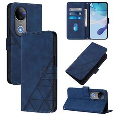 Per vivo V50 Global Crossbody 3D Embossed Flip Custodia per telefono in pelle (blu)