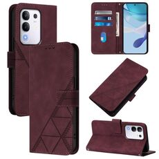 Per vivo Y29 4G Global Crossbody 3D Embossed Flip Custodia in Pelle per Telefono (Rosso Vino)