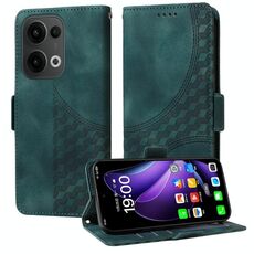 Per OPPO Reno13 Global Embossed Rhombus Starry Custodia in pelle per telefono (verde)